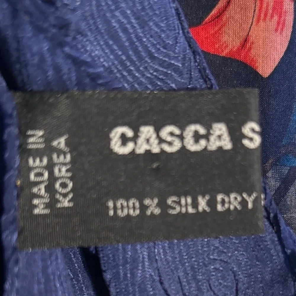 VTG Casca 100% Silk Floral Coquette Square Scarf Blue Pink Ivory 34